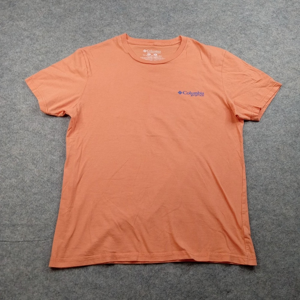 Columbia PFG Shirt Mens Medium Orange Performance Fishing Graphic Tee